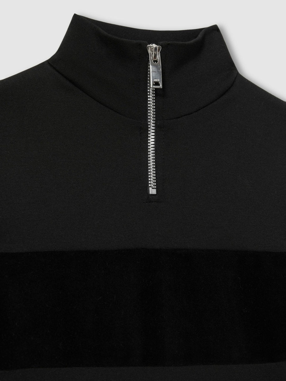 Reiss | 3-9 yrs Slim Fit Half-Zip Funnel Neck Velour Sweatshirt in Black