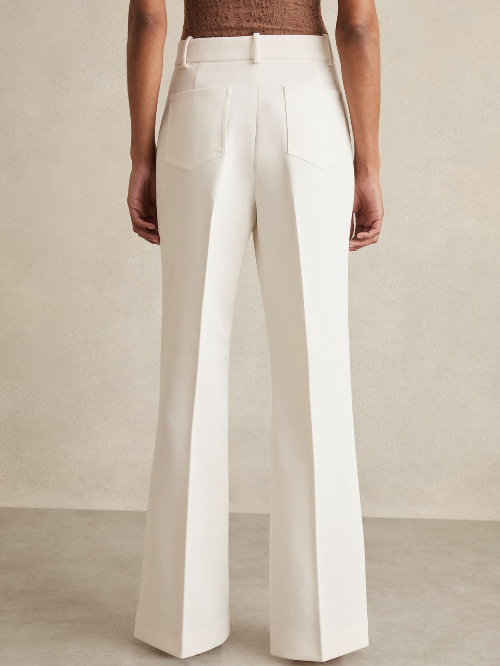 Reiss | Twill Patch-Pocket Flared Trousers in Cream