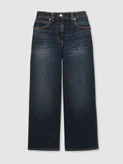 Reiss | Petite Denim Culotte Jeans in Dark Blue