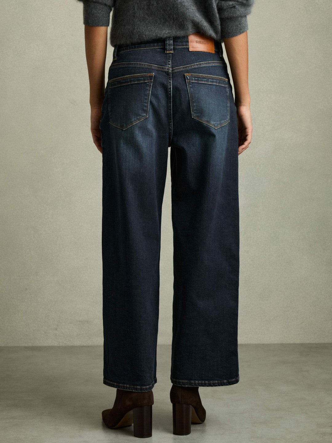 Reiss | Petite Denim Culotte Jeans in Dark Blue