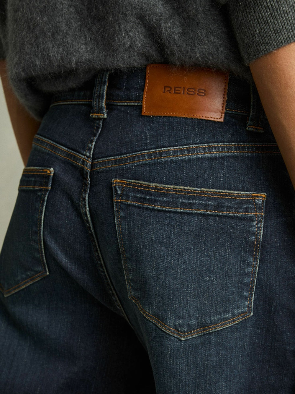 Reiss | Petite Denim Culotte Jeans in Dark Blue