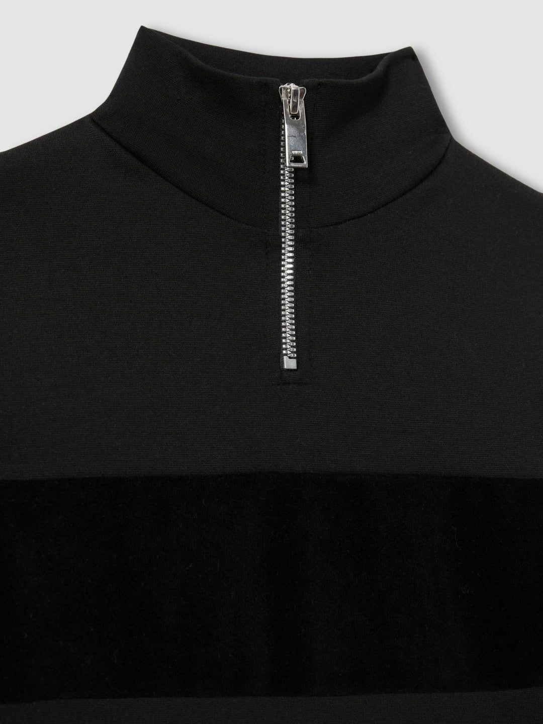 Reiss | 9-13 yrs Slim Fit Half-Zip Funnel Neck Velour Sweatshirt in Black