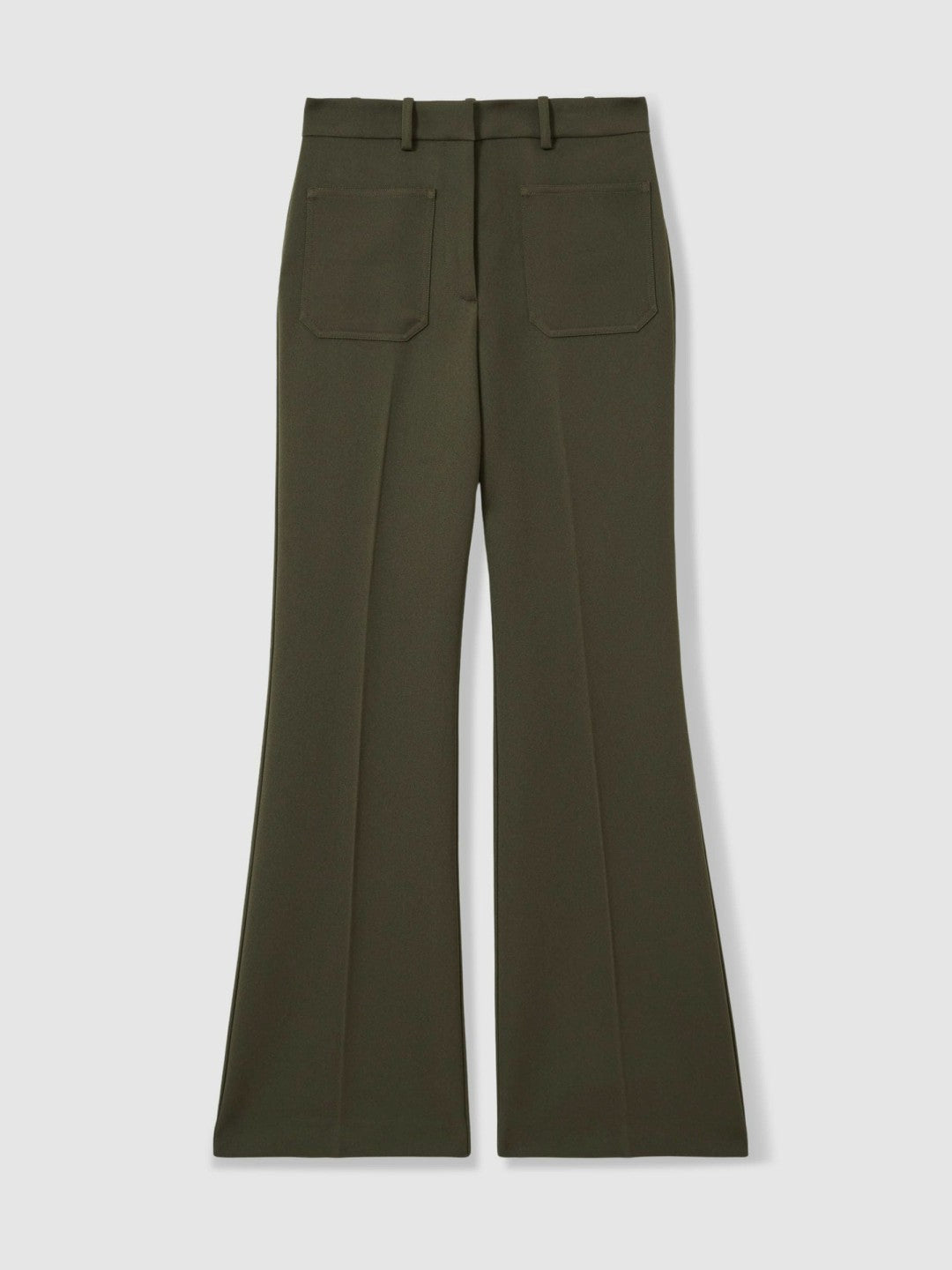 Reiss | Twill Patch-Pocket Flared Trousers in Green