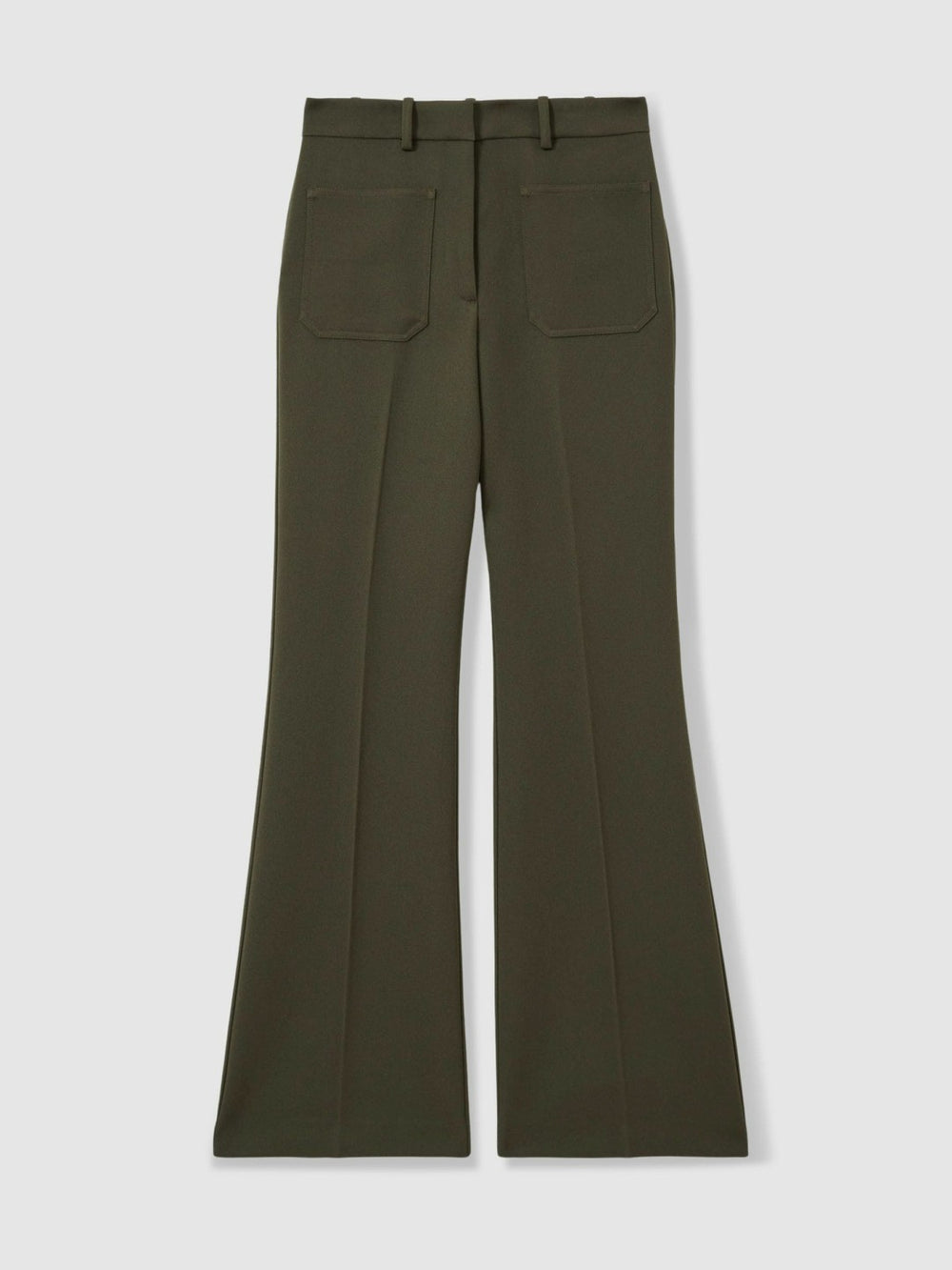 Reiss | Twill Patch-Pocket Flared Trousers in Green