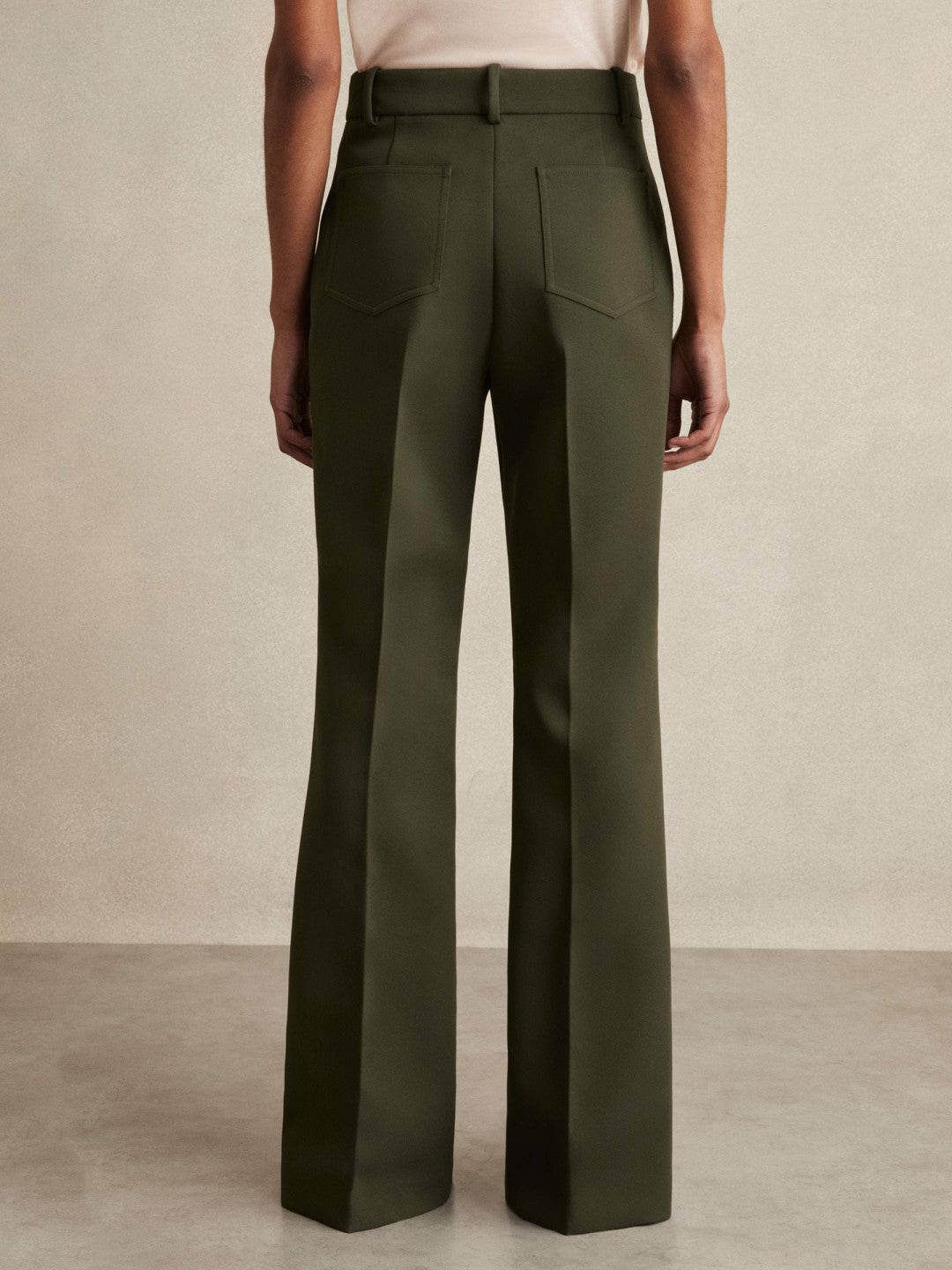 Reiss | Twill Patch-Pocket Flared Trousers in Green