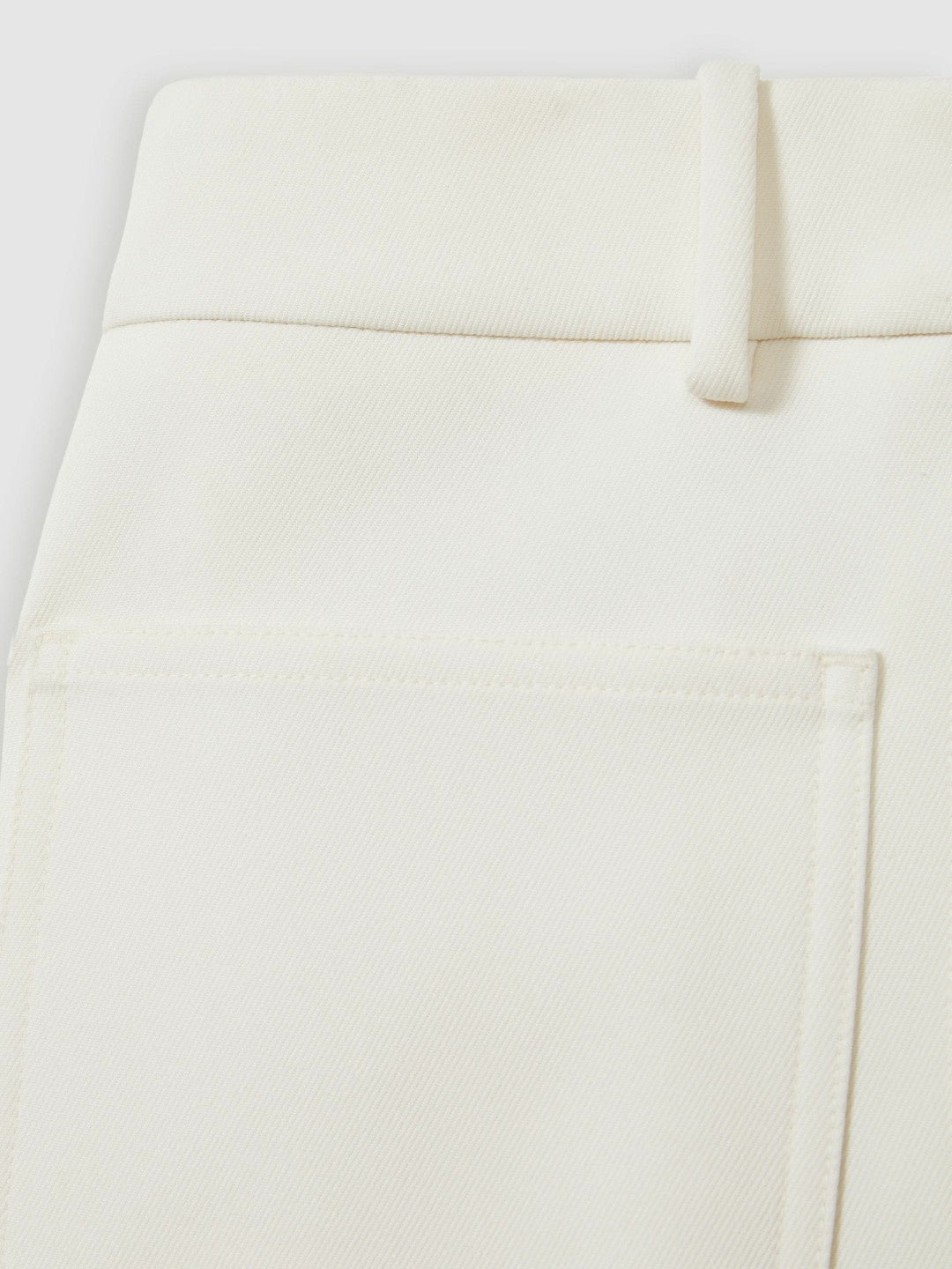 Reiss | Petite Twill Patch-Pocket Flared Trousers in Cream