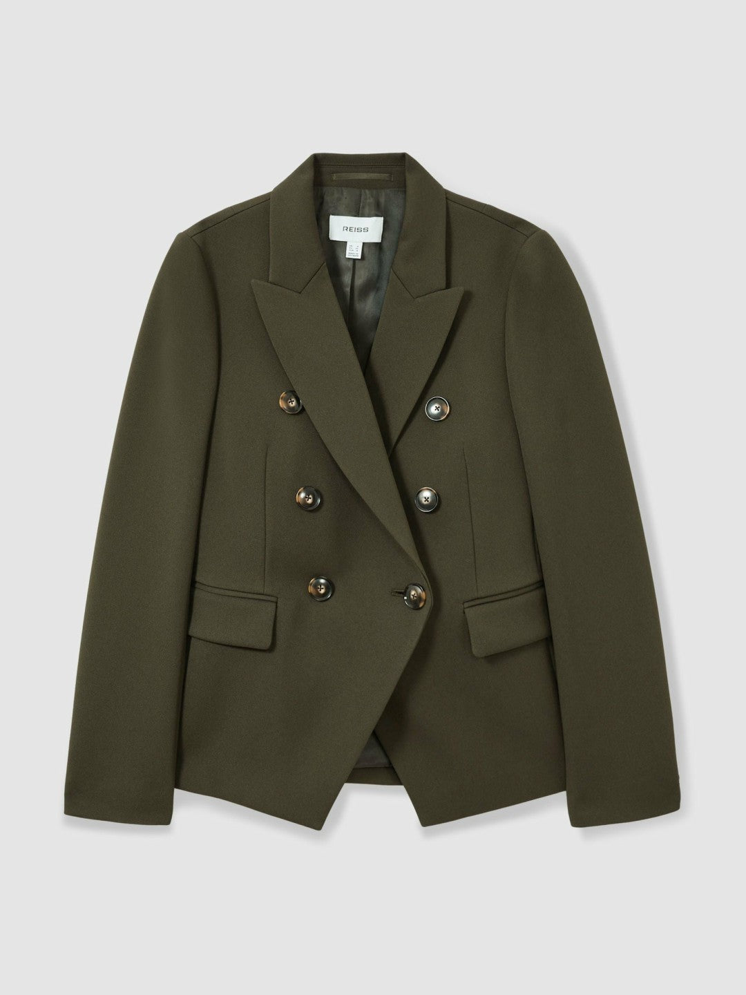 Reiss | Twill Double-Breasted Blazer in Green