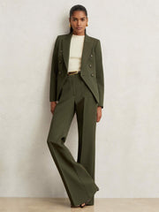 Reiss | Twill Double-Breasted Blazer in Green