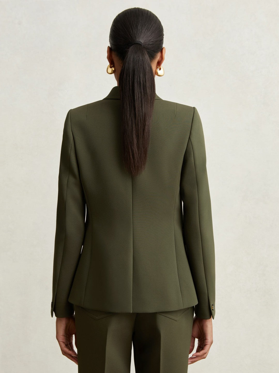Reiss | Twill Double-Breasted Blazer in Green