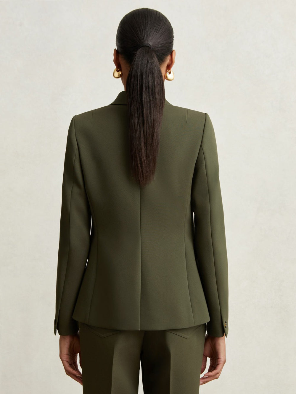 Reiss | Twill Double-Breasted Blazer in Green