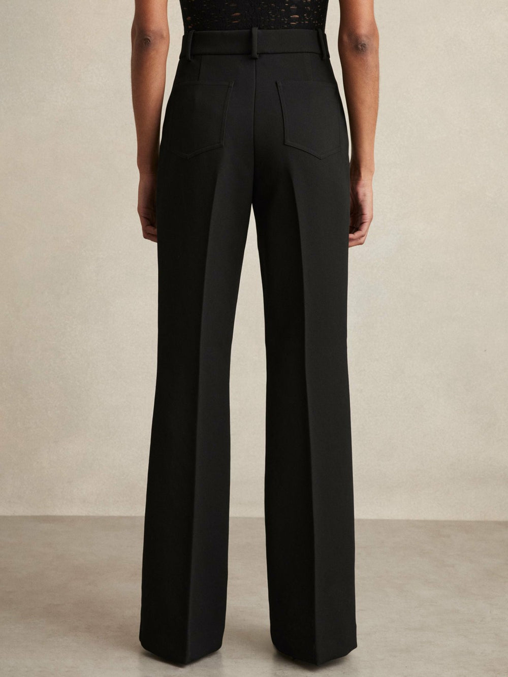 Reiss | Twill Patch-Pocket Flared Trousers in Black