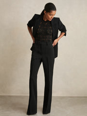 Reiss | Petite Twill Patch-Pocket Flared Trousers in Black