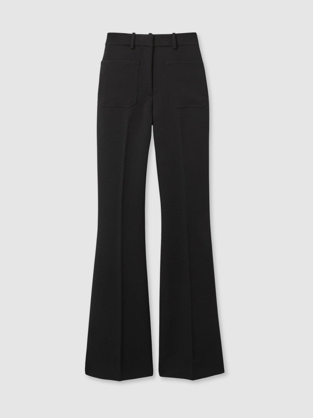 Reiss | Petite Twill Patch-Pocket Flared Trousers in Black