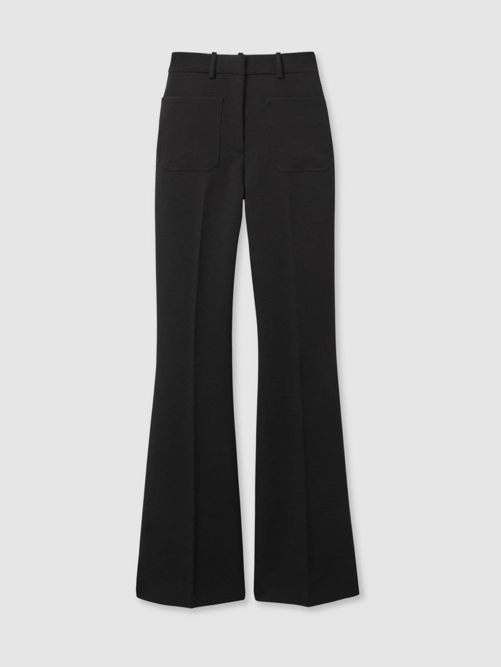 Reiss | Petite Twill Patch-Pocket Flared Trousers in Black