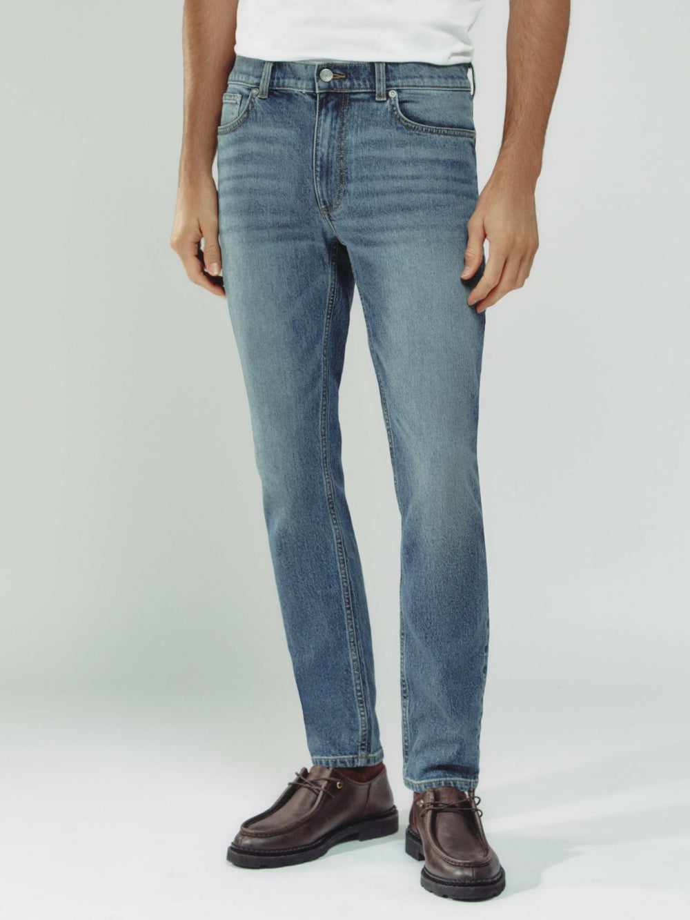 Reiss | Cotton-Stretch Slim-Fit Jeans in Washed Indigo Green Cast