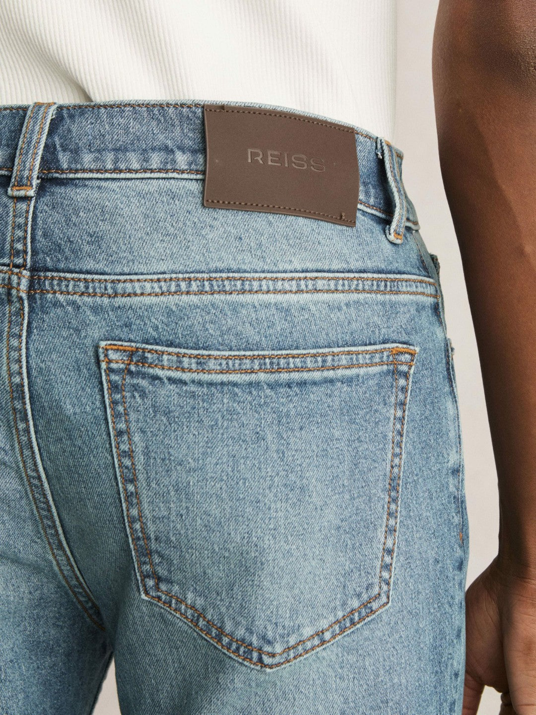 Reiss | Cotton-Stretch Slim-Fit Jeans in Washed Indigo Green Cast