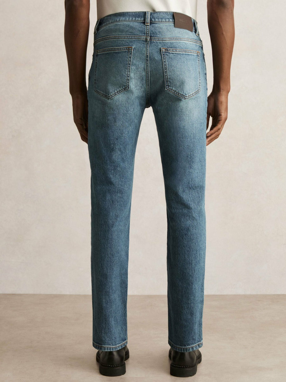 Reiss | Cotton-Stretch Slim-Fit Jeans in Washed Indigo Green Cast