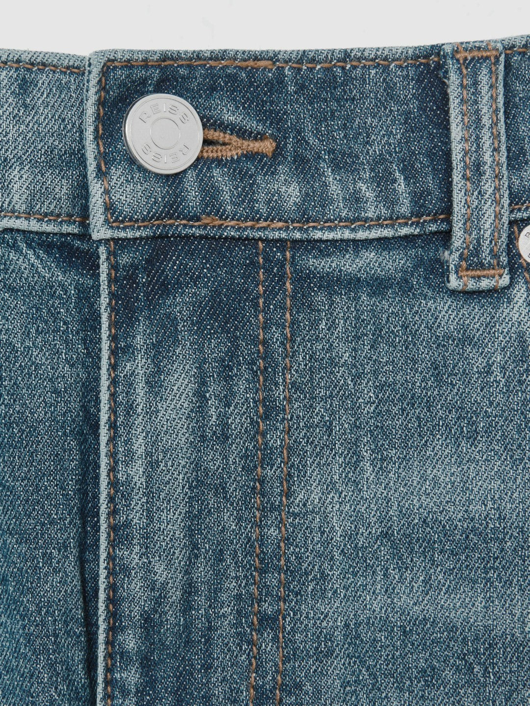 Reiss | Cotton-Stretch Slim-Fit Jeans in Washed Indigo Green Cast