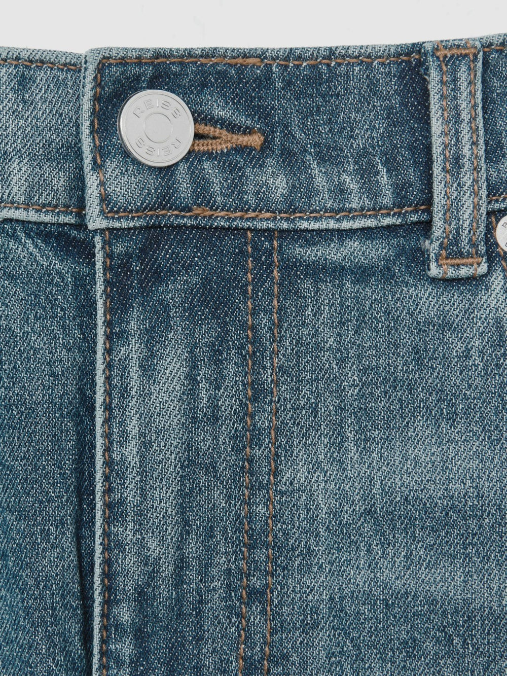 Reiss | Cotton-Stretch Slim-Fit Jeans in Washed Indigo Green Cast
