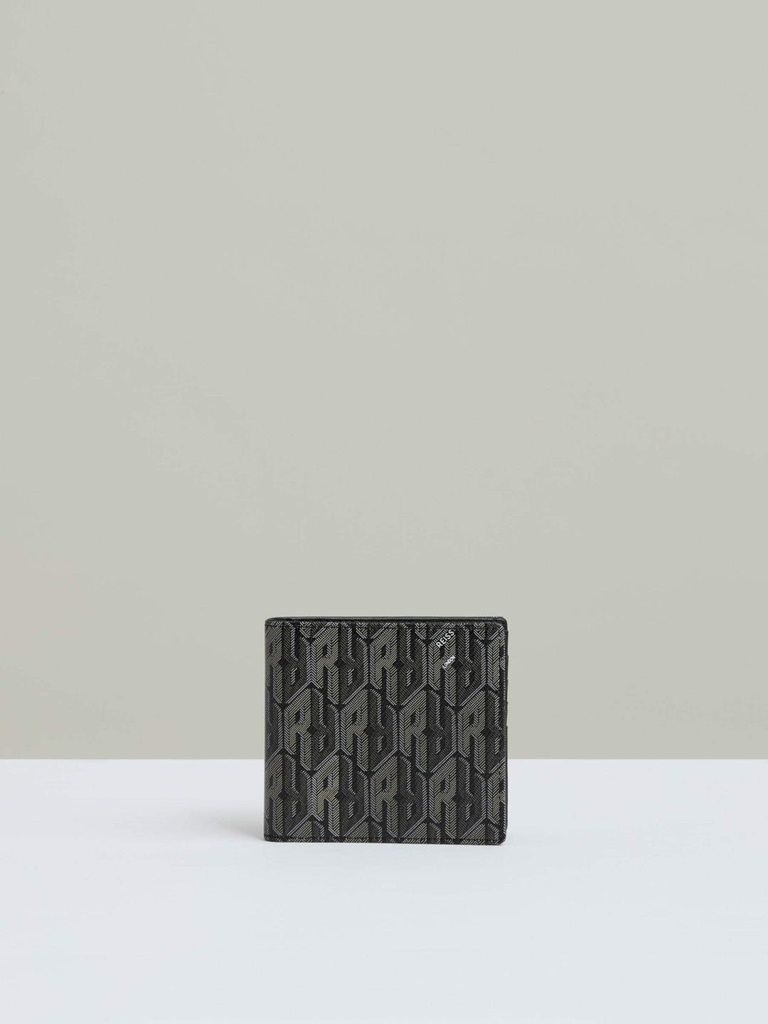 Reiss | Coated Canvas Monogram Wallet in Black