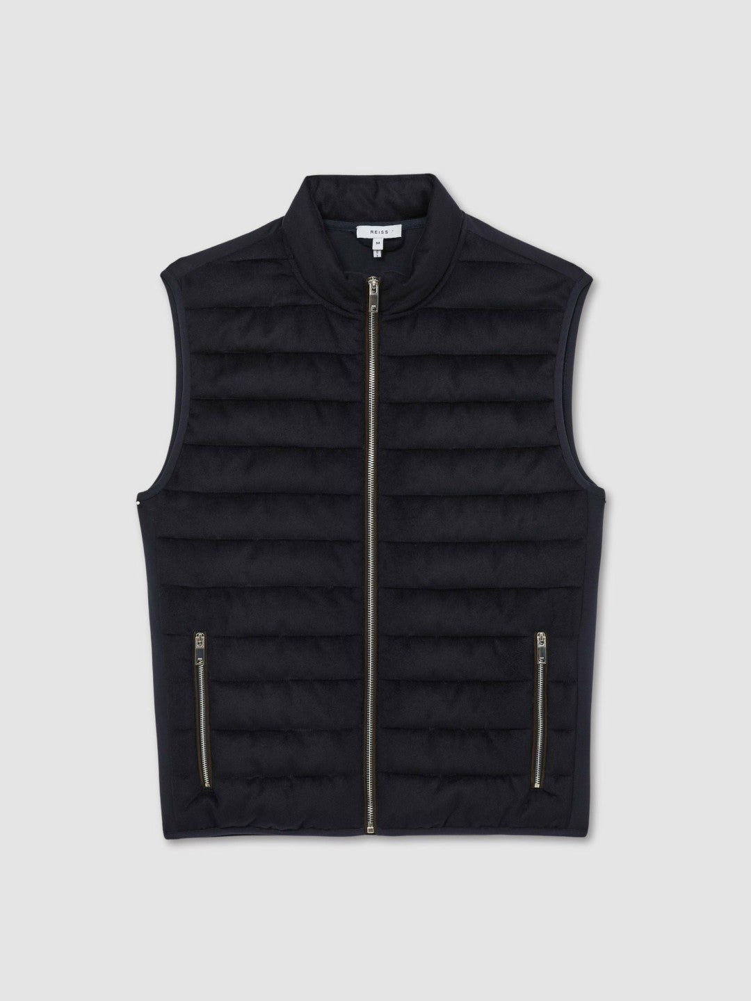 Reiss | Brushed Jersey Quilted Gilet in Navy
