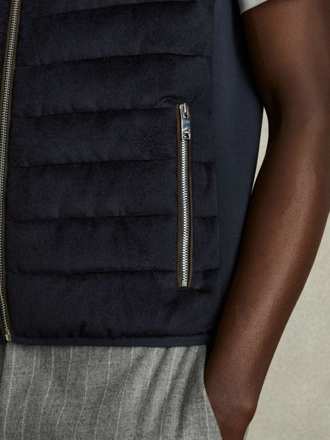 Reiss | Brushed Jersey Quilted Gilet in Navy