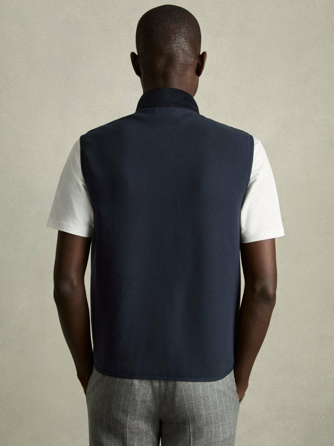 Reiss | Brushed Jersey Quilted Gilet in Navy
