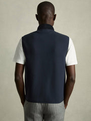 Reiss | Brushed Jersey Quilted Gilet in Navy
