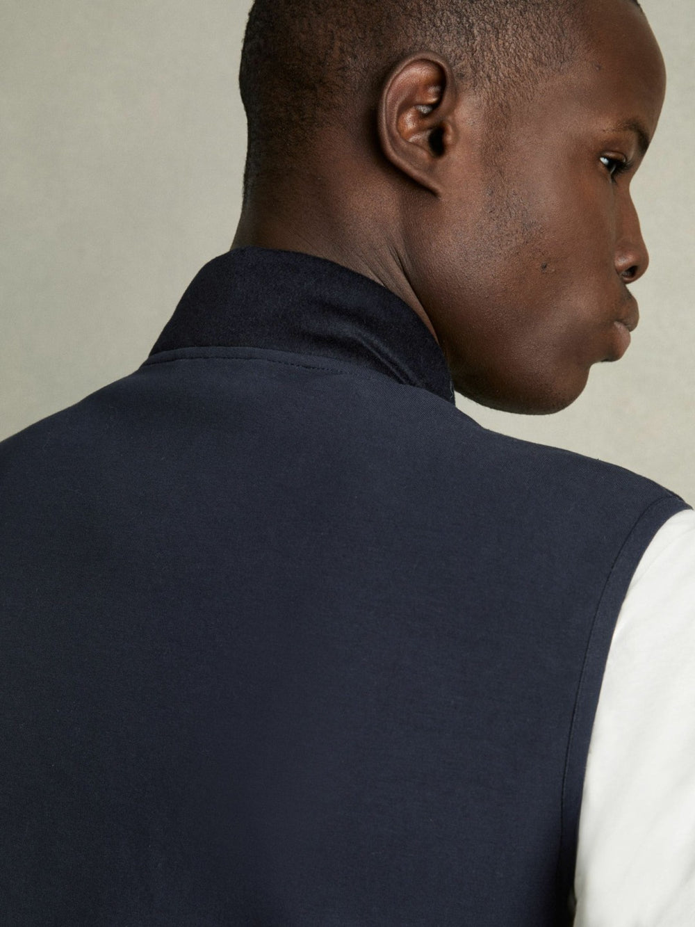 Reiss | Brushed Jersey Quilted Gilet in Navy