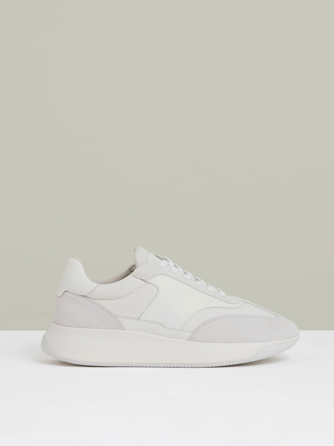 Reiss | Leather Suede Running Trainers in White
