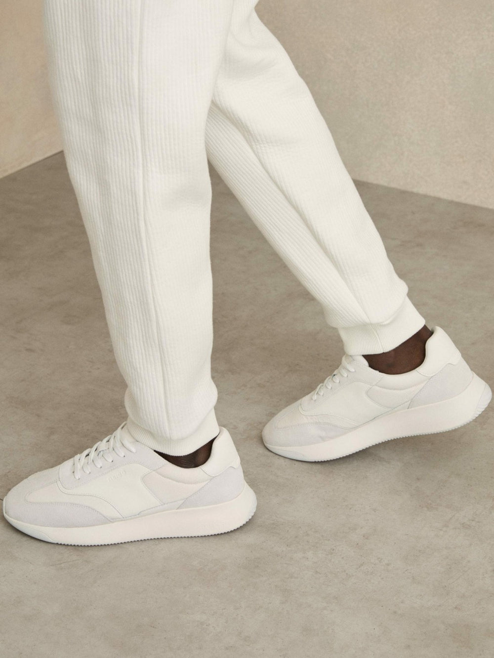 Reiss | Leather Suede Running Trainers in White
