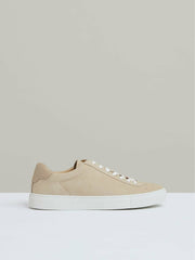 Reiss | Nubuck Leather Low-Top Trainers in Ecru
