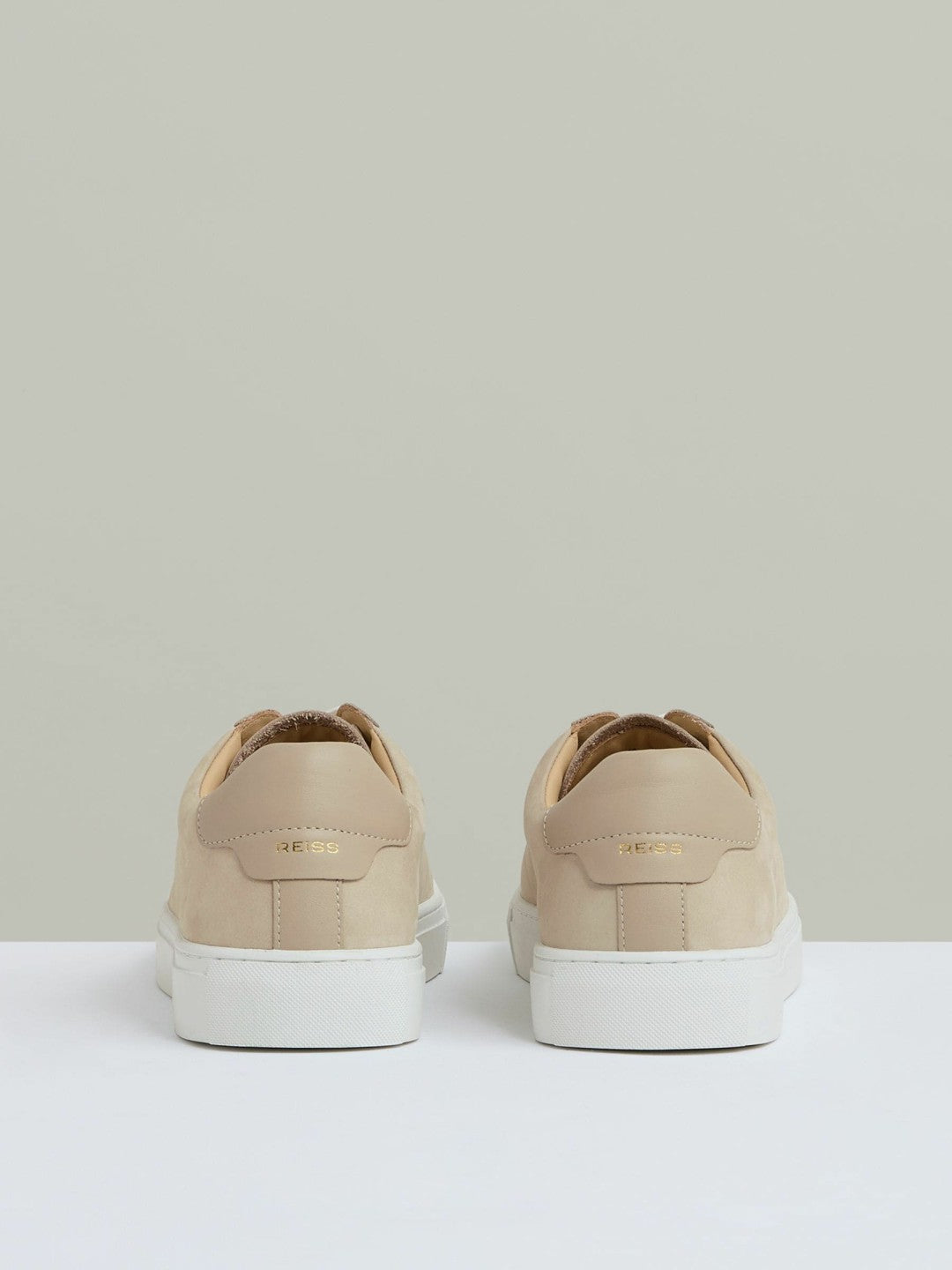 Reiss | Nubuck Leather Low-Top Trainers in Ecru