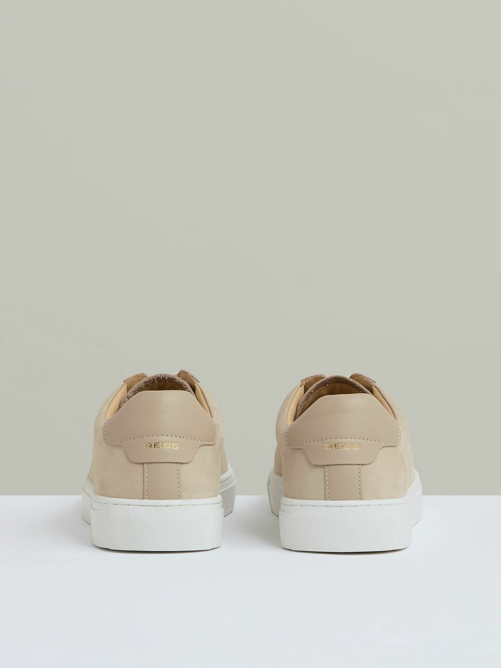 Reiss | Nubuck Leather Low-Top Trainers in Ecru