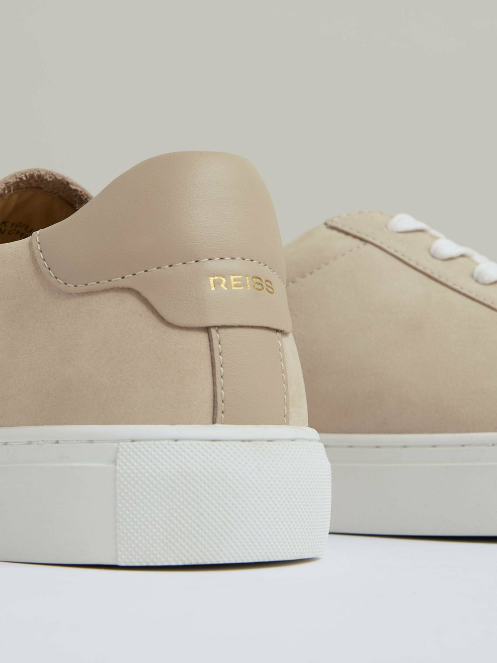 Reiss | Nubuck Leather Low-Top Trainers in Ecru