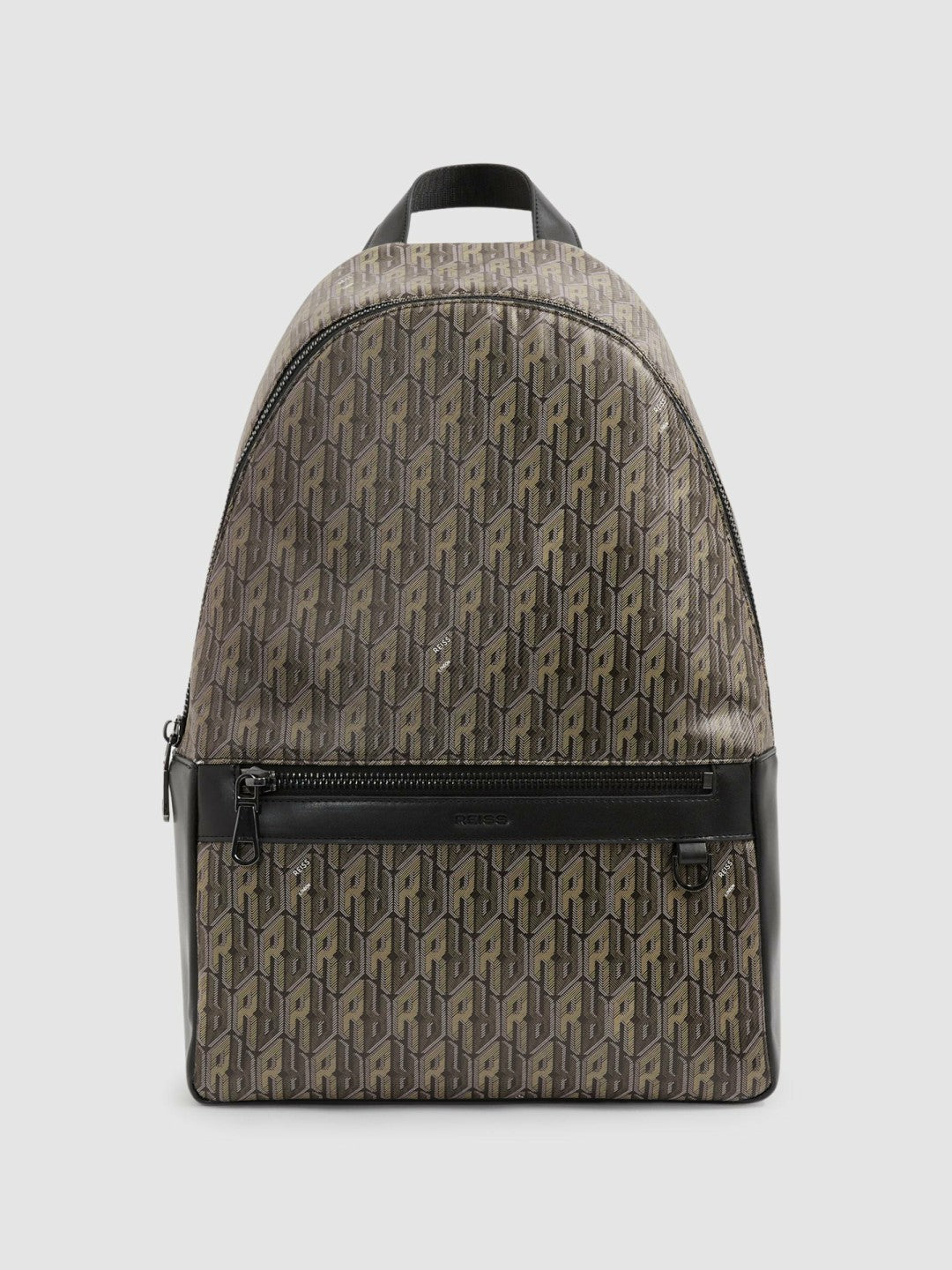 Reiss | Monogram-Print Coated-Canvas Backpack in Grey Multi