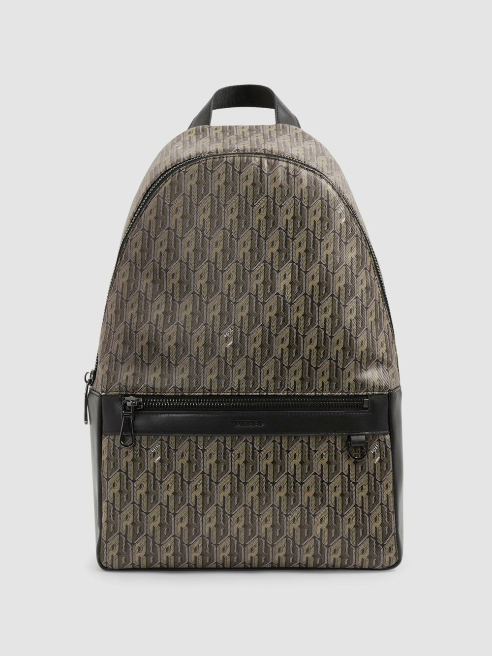 Reiss | Monogram-Print Coated-Canvas Backpack in Grey Multi