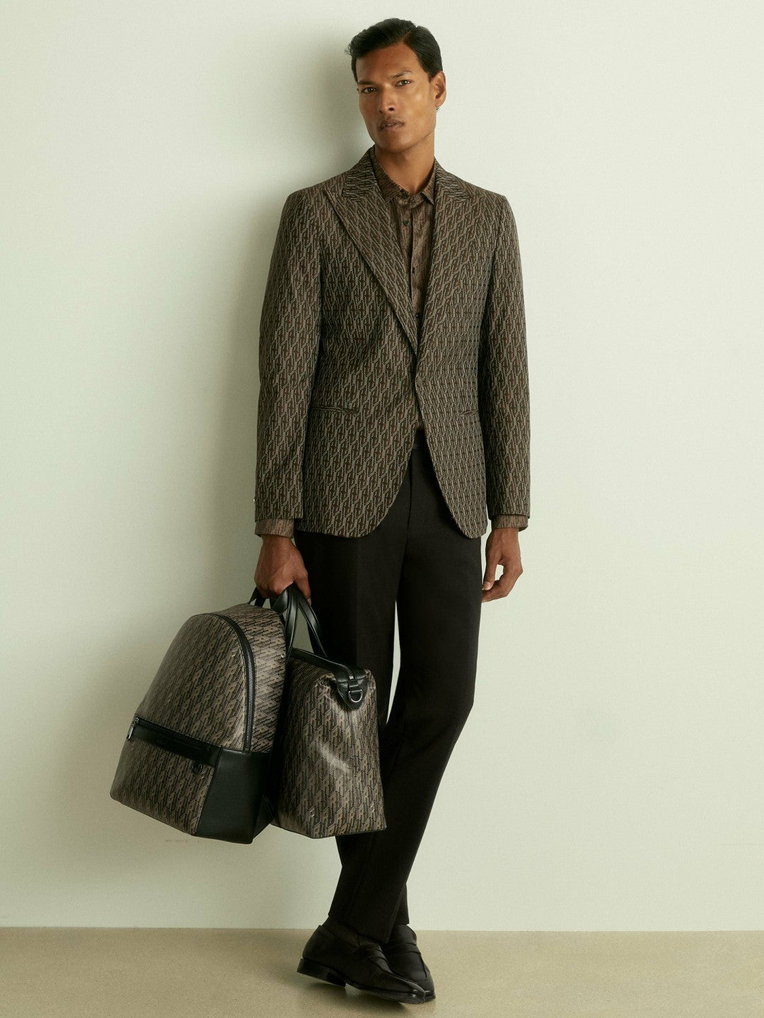 Reiss | Monogram-Print Coated-Canvas Backpack in Grey Multi