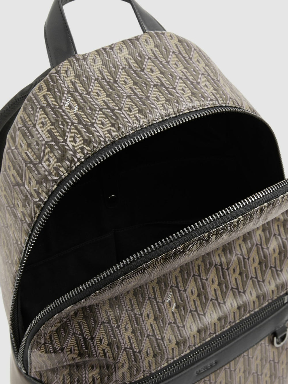 Reiss | Monogram-Print Coated-Canvas Backpack in Grey Multi