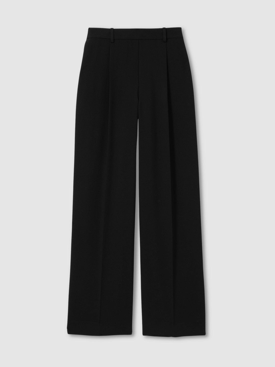 Reiss | Elasticated-Waist Wide-Leg Twill Trousers in Black