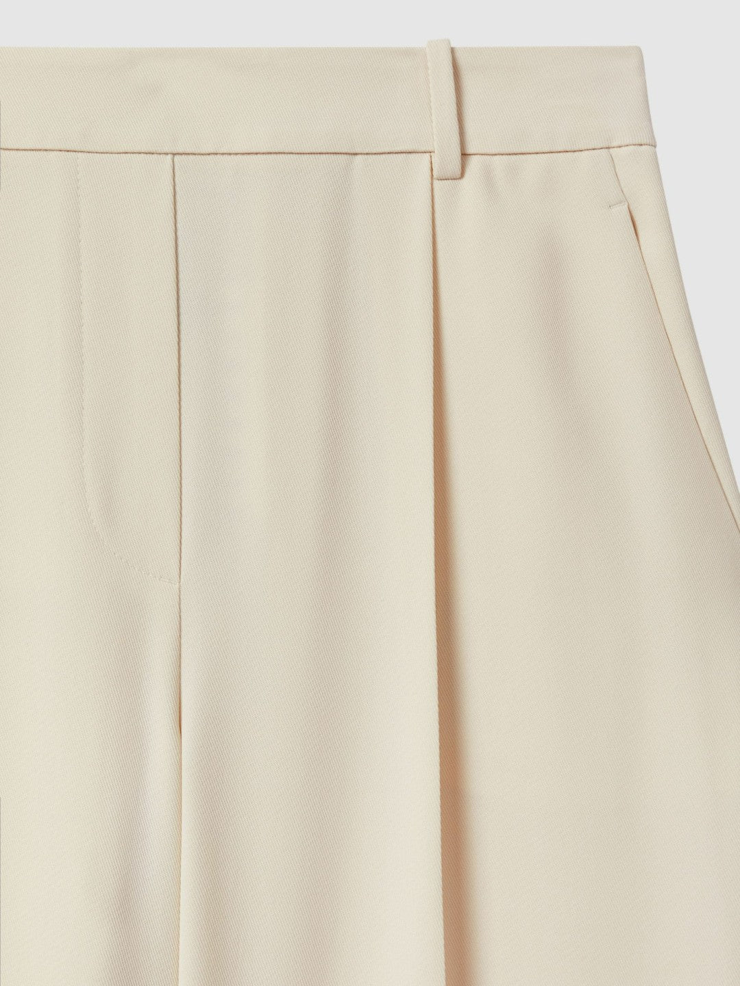 Reiss | Petite Elasticated-Waist Wide-Leg Twill Trousers in Cream
