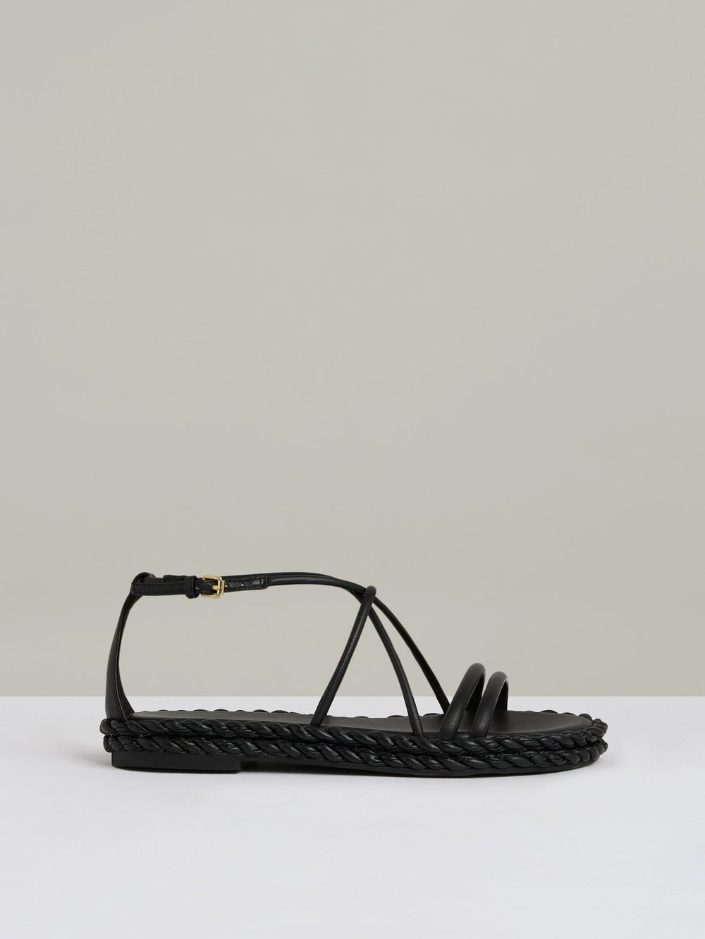 Reiss | Leather Braided Flat Sandals in Black
