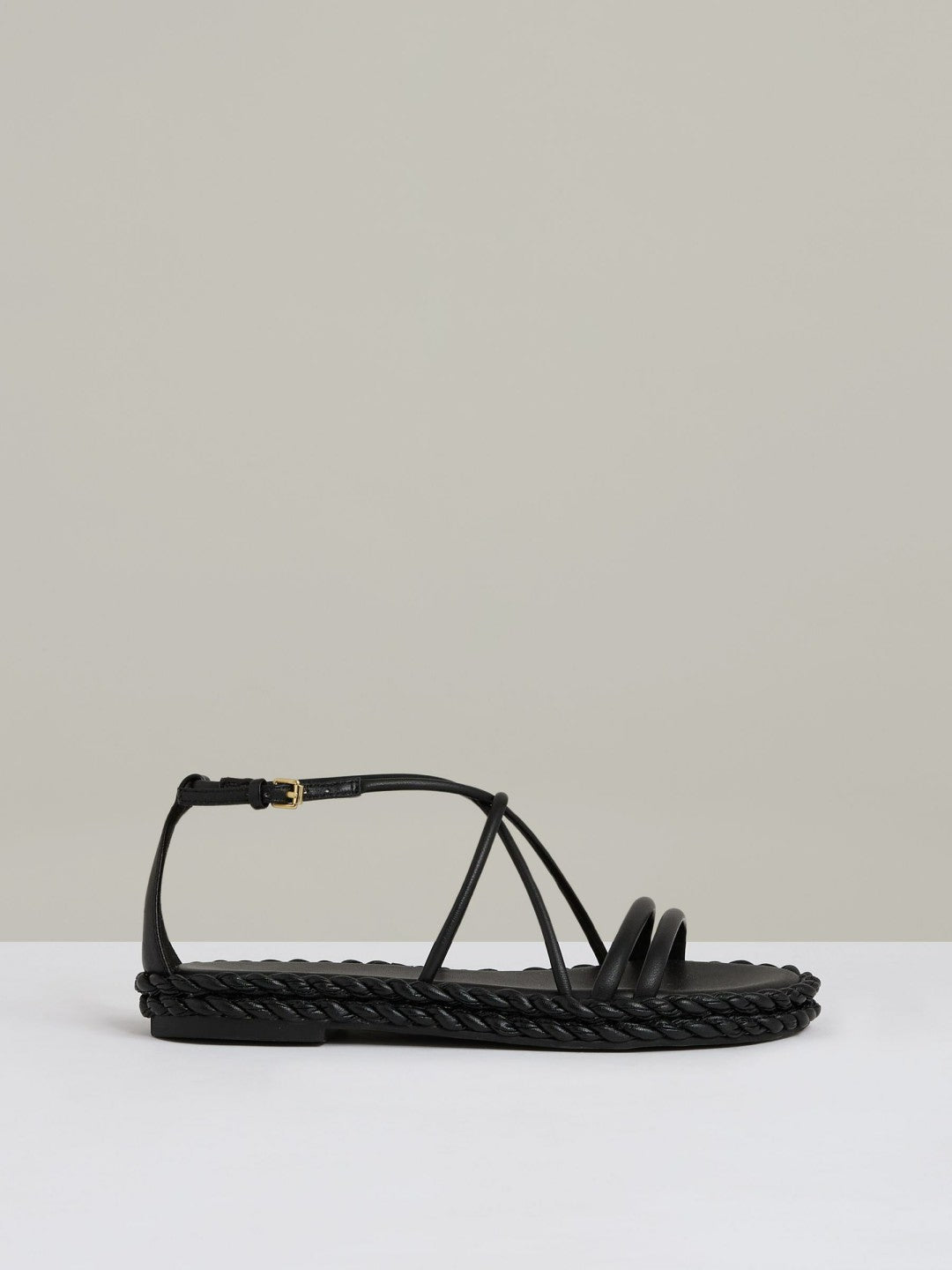 Reiss | Leather Braided Flat Sandals in Black