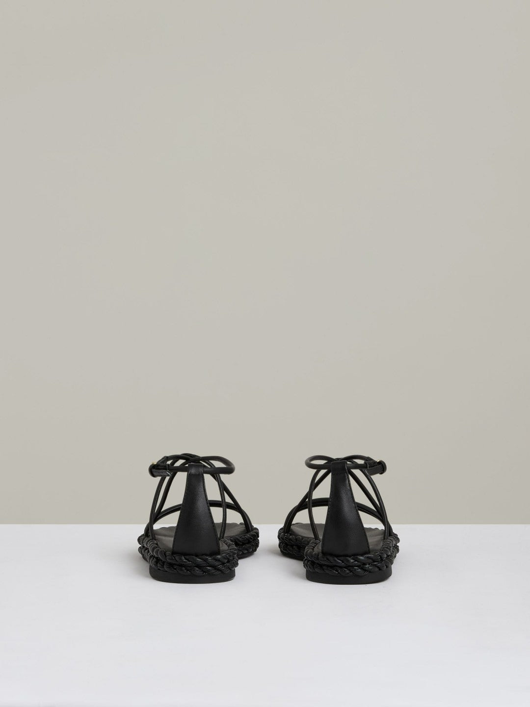 Reiss | Leather Braided Flat Sandals in Black