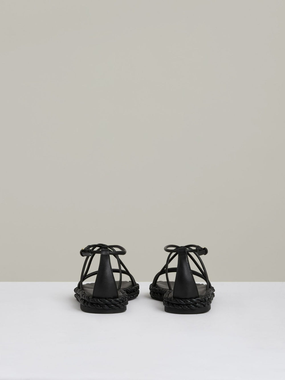 Reiss | Leather Braided Flat Sandals in Black