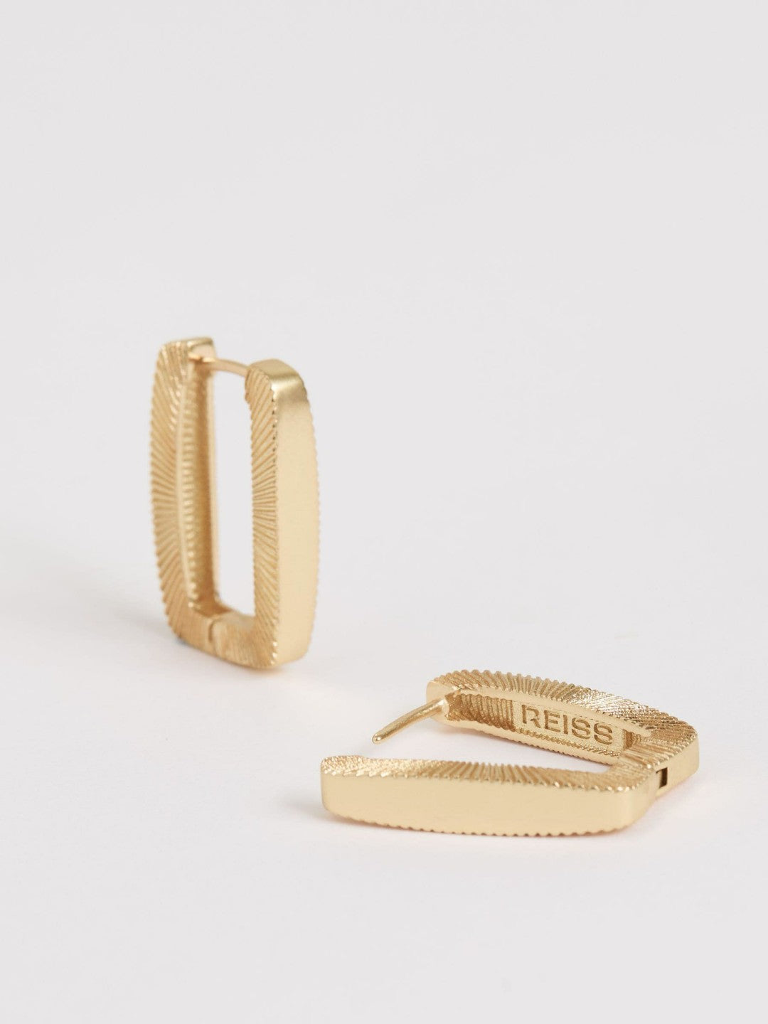 Reiss | Geometric Hoop Earrings in Gold Tone