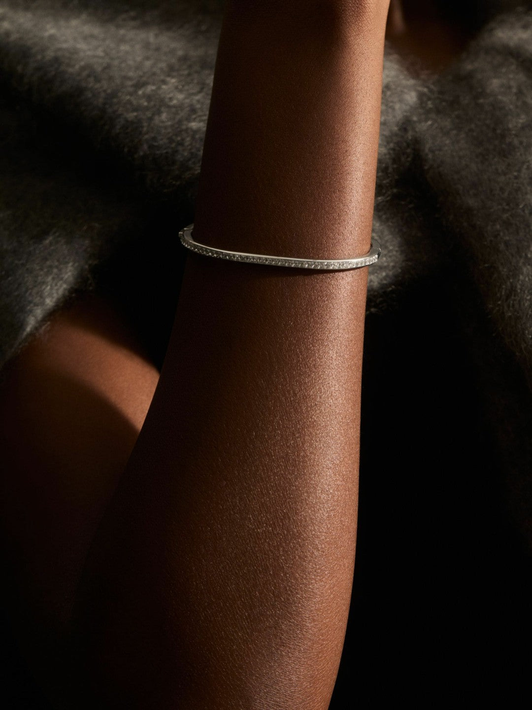 Reiss | Hinged Crystal Cuff in Silver
