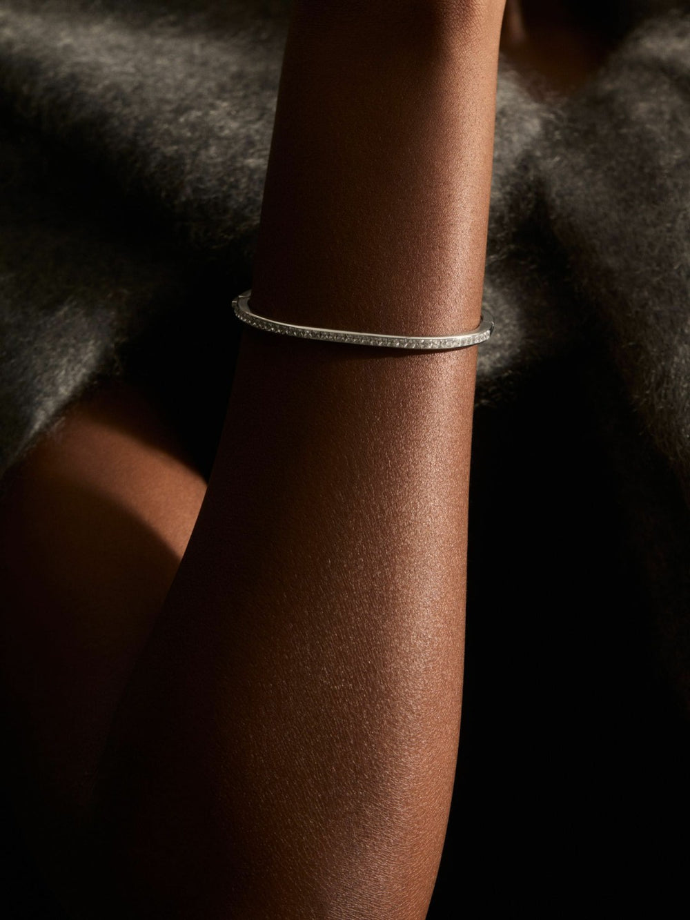 Reiss | Hinged Crystal Cuff in Silver