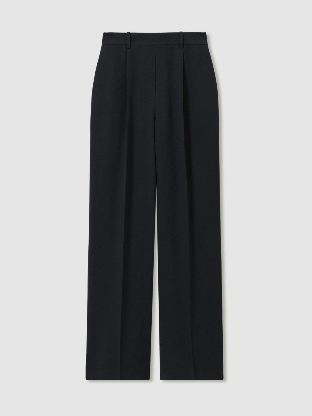 Reiss | Elasticated-Waist Wide-Leg Twill Trousers in Navy