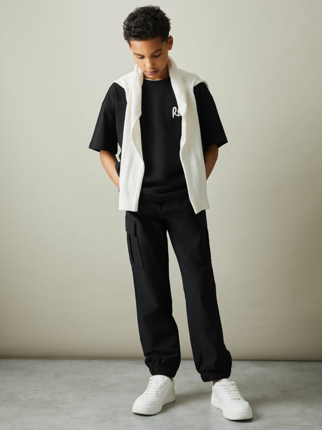 Reiss | 3-9 yrs Technical Drawstring Trousers in Black
